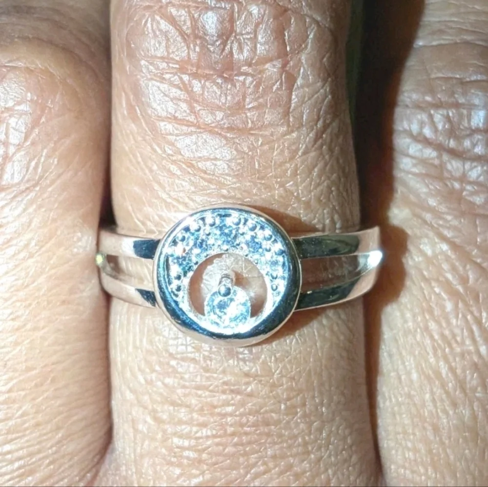 Luxury High Quality Unisex 925 Sterling Silver Crystal Crescent Moon Ring sz 8